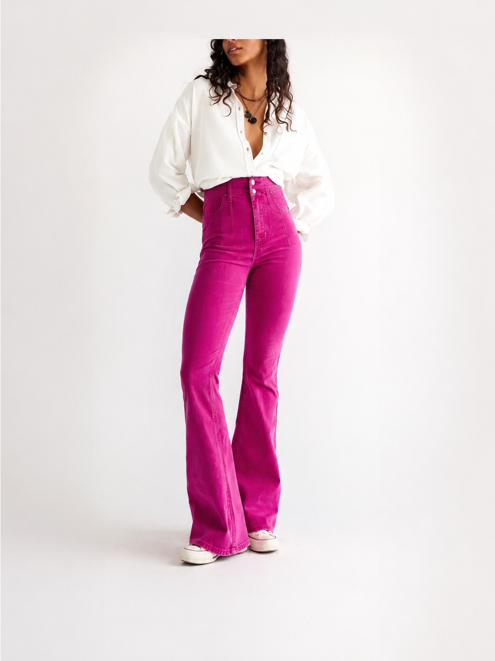 Free People We The Free Jayde High Waist Flare Corduroy Pants Raspberry 26